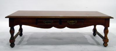 Modern rectangular top coffee table with moulded edge, two frieze drawers,