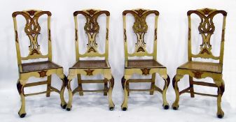 Set of six French parcel gilt cane-seated dining chairs (6)