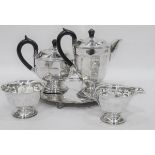 Sheffield EPNS four-piece tea set, silver plated tray,