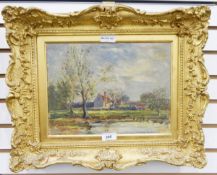 Attributed to Arthur E Davis RBA Oil on board "Drayton Norfolk", unsigned, titled to frame,