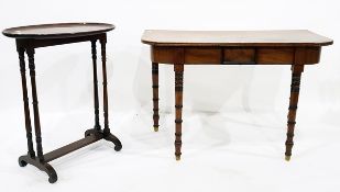 Late Georgian D-end side table with ring turned legs and a mahogany oval tray-top occasional table