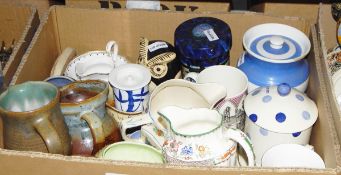 Quantity of ceramics including T G Green style storage jar, pottery jugs, oriental tea service,