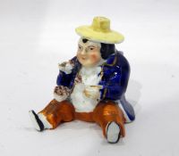 19th century lidded pot modelled as a gentleman eating, with hat lid,