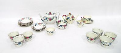 Part Booths tea set in the 'Floradora' pattern, including two teapots, sugar bowl, jug,