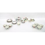 Part Booths tea set in the 'Floradora' pattern, including two teapots, sugar bowl, jug,