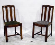Four utility style dining chairs with upholstered seats,