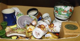 Large quantity of assorted ceramics including Copeland jug 'Chinese Rose', studio pottery jugs,