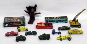 Assorted vintage games including a Chad Valley domino set and various diecast model vehicles