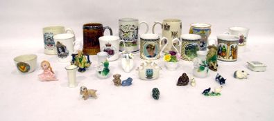 Quantity of commemorative mugs, a Wade figure of 'Lady from Lady and the Tramp',