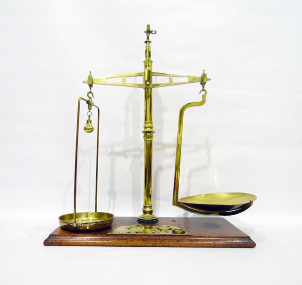 Large pair of brass balance scales by Bartlett of Bristol,