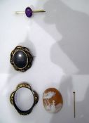 Victorian pinchbeck brooch set with sepia,