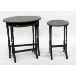 Nest of three occasional tables on turned supports,