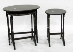 Nest of three occasional tables on turned supports,