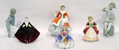 Royal Doulton figure 'Monica' HN1467 (multiple cracks), another 'Valerie' HN2107, another 'Noelle',