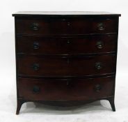 Georgian mahogany bowfront chest of drawers with four long graduated drawers, oval brass handles,