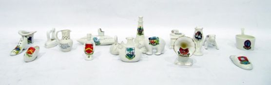 Quantity of crestedware including an Arcadian china model of a lighthouse bearing the Arms of