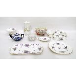 Hammersley 'Victorian Violets' part tea/breakfast serving set including a ceramic basket containing