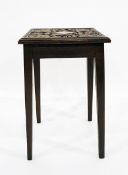 Late Victorian carved oak occasional table, the square top with scrollwork foliate design,