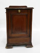 Edwardian mahogany and satinwood inlaid coal box with tin liner, on ogee bracket feet,