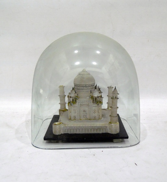 Alabaster Taj Mahal (damaged) under a glass dome