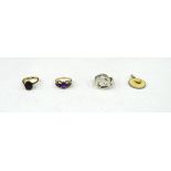 9ct gold and amethyst set ring, a 9ct gold and garnet set ring,