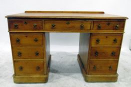 Victorian pine kneehole desk,