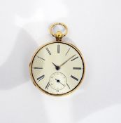 Victorian gold pocket watch, key winding, with presentation inscriptions, subsidiary seconds dial,