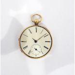 Victorian gold pocket watch, key winding, with presentation inscriptions, subsidiary seconds dial,