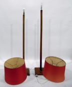 Modern wooden standard lamp on a square platform base and another,