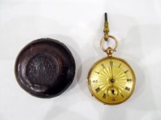 9ct gold open-faced pocket watch, makers mark 'W.