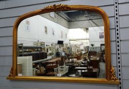 Modern gilt framed overmantel mirror,