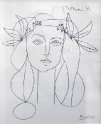 After Picasso Print Portrait of a young girl with flowers in her hair,