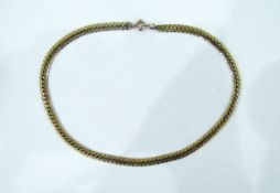 Gold coloured flat chain necklace (unmarked),