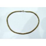 Gold coloured flat chain necklace (unmarked),