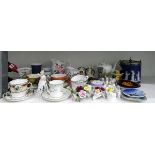 Large quantity of ceramics including Royal Copenhagen pin dishes, cups and saucers,