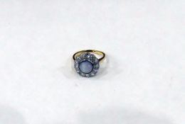 Gold coloured metal, diamond & star sapphire dress ring,