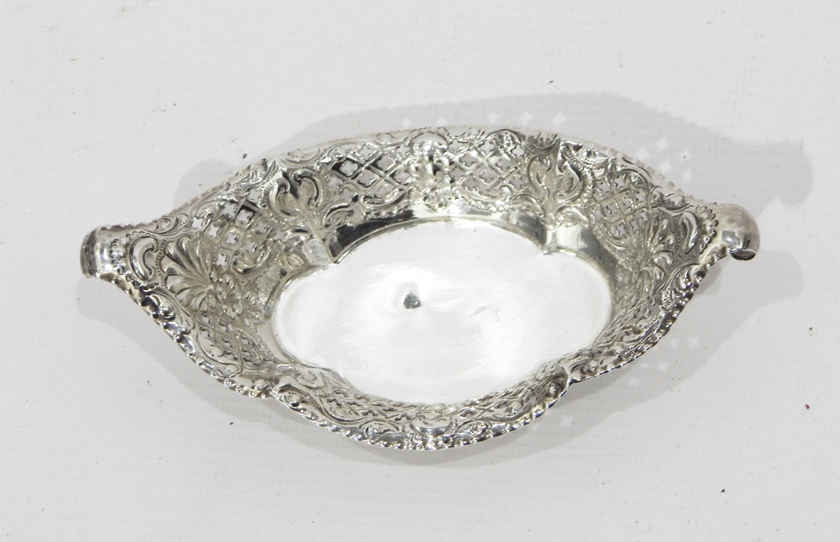 Victorian silver pierced bonbon dish by James Dixon & Sons,