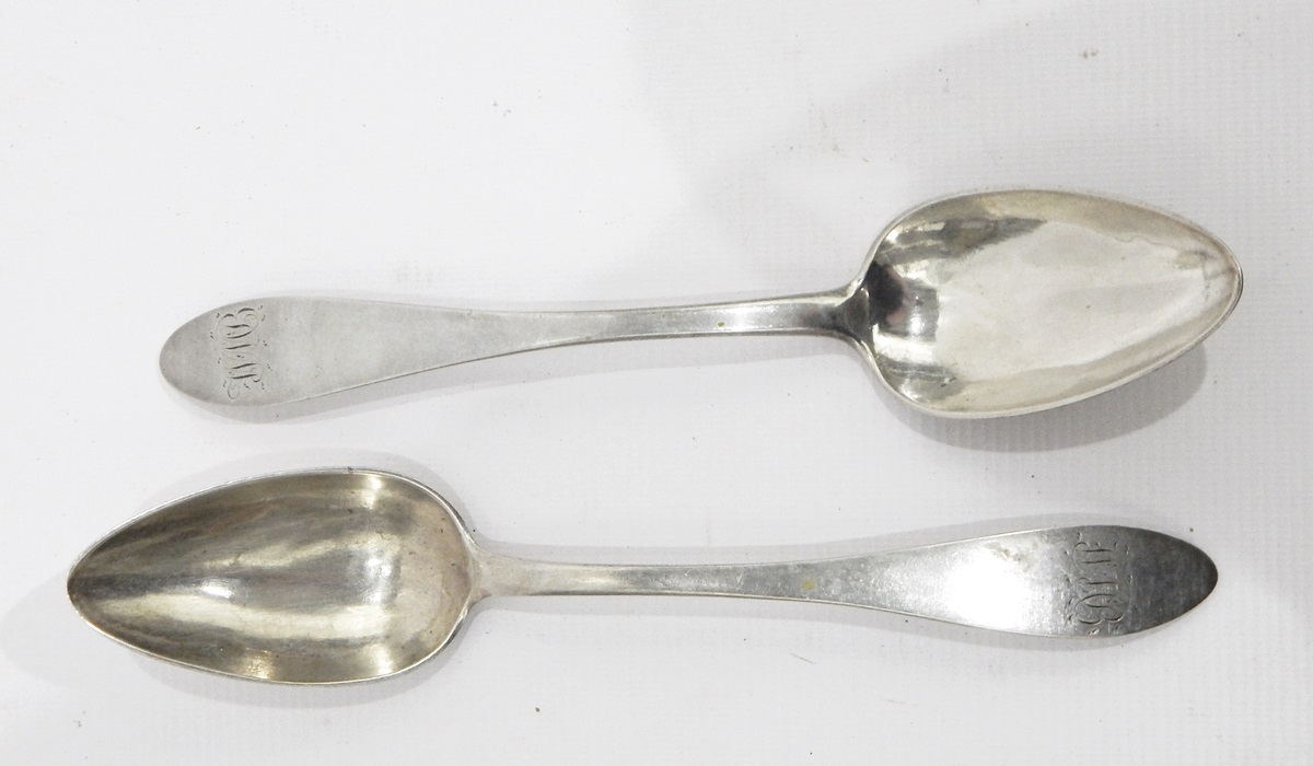 Two Continental silver coloured metal tablespoons