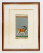 Watercolour drawings, Persian depicting an elephant and an antelope, framed,24.