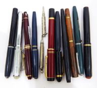 Quantity of fountain pens including a Swan self-filler by Mable Todd & Co Ltd,