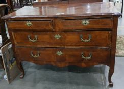 18th century French figured walnut commode with two short and two long graduated drawers,