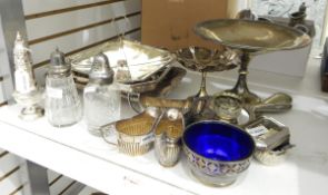 Quantity of silver plate including Art Deco four-division stand, pedestal sugar caster,