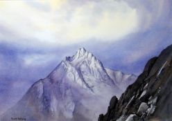 David Bellamy (20th century school) Watercolour drawing Mountain landscape, signed lower left, 23.