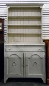 White painted kitchen dresser, the rack with three open shelves,