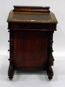 Victorian marquetry inlaid figured walnutwood davenport with ogee sided fitted stationery