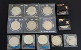 Collection of approximately 100 coins including commemorative, Masonic and pre-decimal coins,