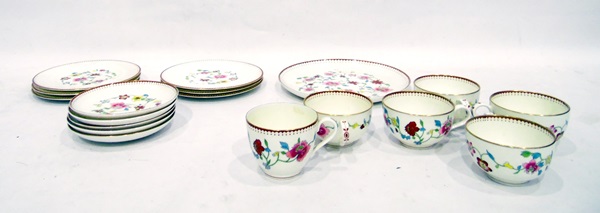 Royal Worcester part tea service decorated with flowers within a burnt orange and gilt border,