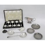 Quantity of silver plate to include cased flatware, jugs, teapot,