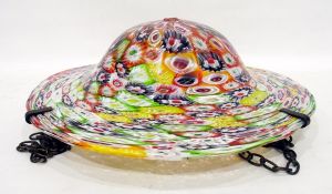 Multi-coloured millefiori glass ceiling light of circular form,