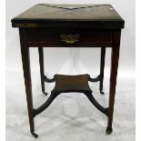 19th century rosewood envelope games table with inlaid fold-out top revealing coin holders and